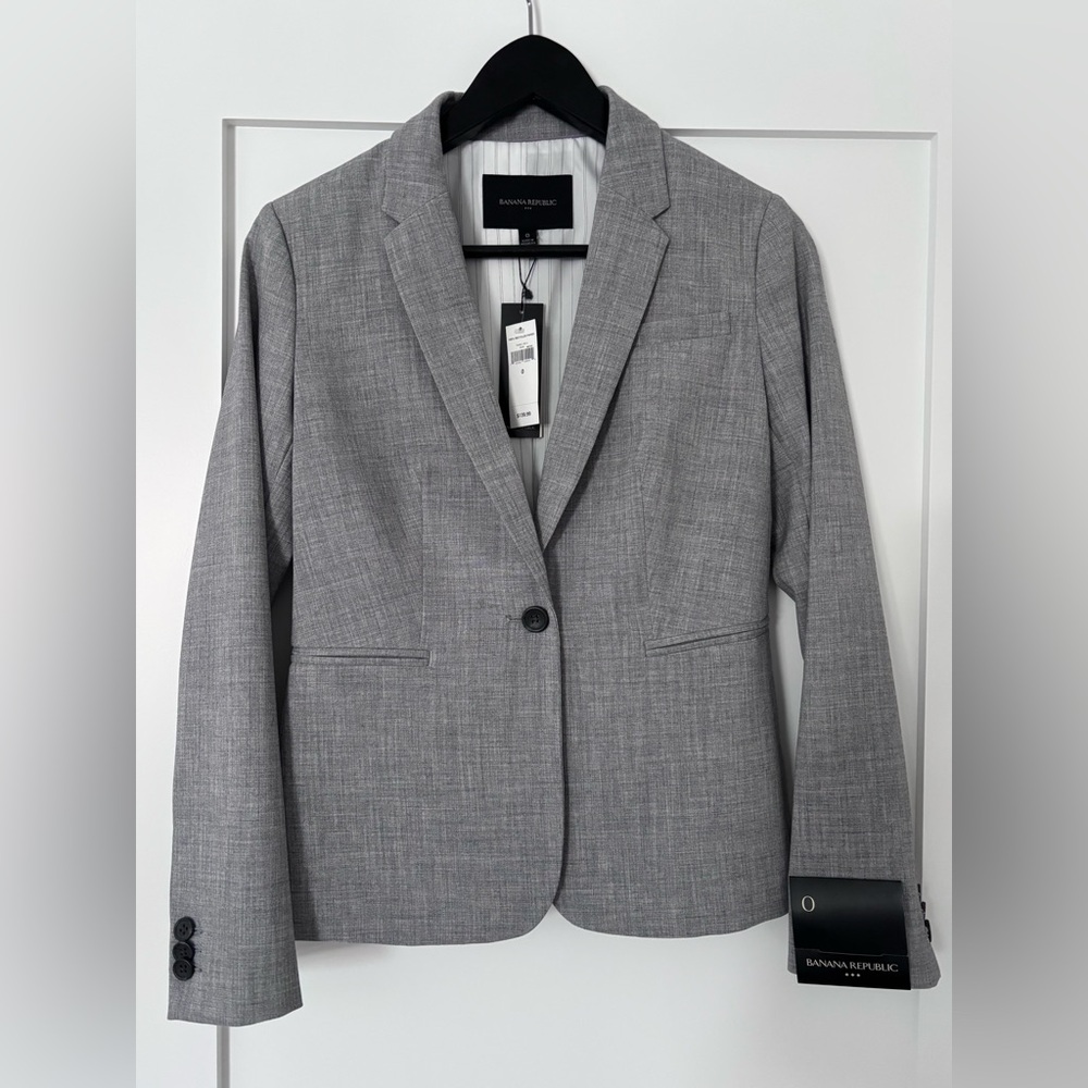 Banana Republic Gray Tailored One-Button Blazer